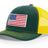 Joe's USA Flag Snapback Trucker Cap Red/White/Blue USA Flag Dark Green / Yellow Hats