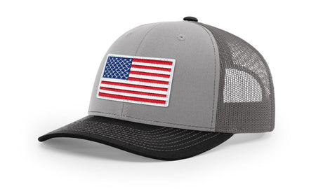 Joe's USA Flag Snapback Trucker Cap Red/White/Blue USA Flag Grey / Charcoal / Black Hats
