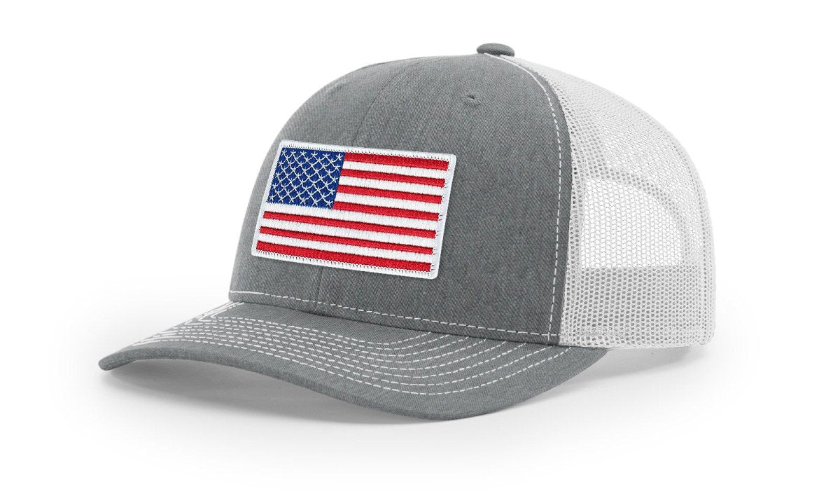 Joe's USA Flag Snapback Trucker Cap Red/White/Blue USA Flag Heather Grey / Light Grey Hats