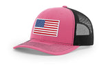 Joe's USA Flag Snapback Trucker Cap Red/White/Blue USA Flag Hot Pink / Black Hats