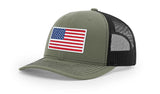 Joe's USA Flag Snapback Trucker Cap Red/White/Blue USA Flag Loden / Black Hats