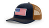 Joe's USA Flag Snapback Trucker Cap Red/White/Blue USA Flag Navy / Caramel Hats