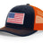 Joe's USA Flag Snapback Trucker Cap Red/White/Blue USA Flag Navy / Orange Hats