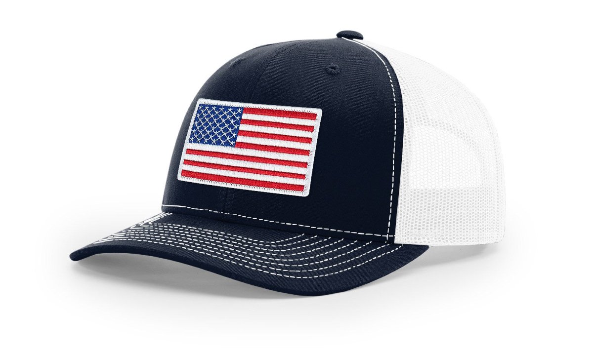 Joe's USA Flag Snapback Trucker Cap Red/White/Blue USA Flag Navy / White Hats
