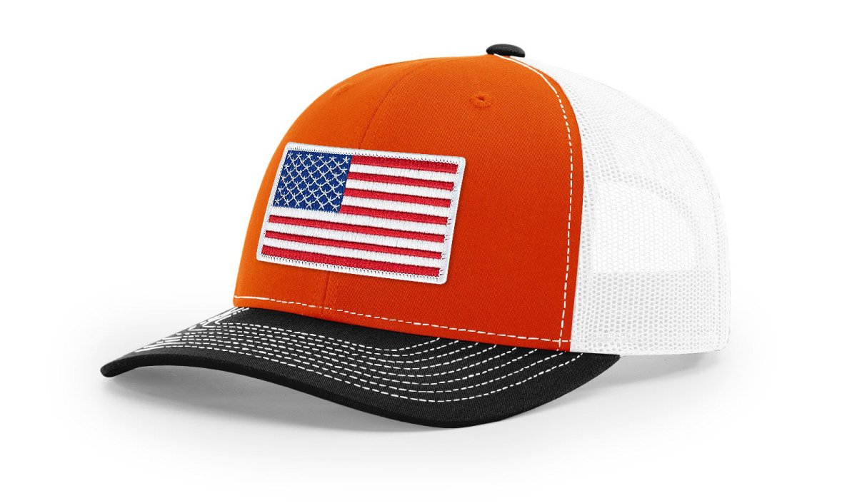 Joe's USA Flag Snapback Trucker Cap Red/White/Blue USA Flag Orange / White / Black Hats