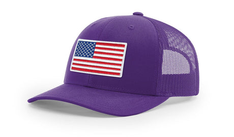 Joe's USA Flag Snapback Trucker Cap Red/White/Blue USA Flag Purple Hats