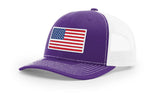 Joe's USA Flag Snapback Trucker Cap Red/White/Blue USA Flag Purple / White Hats