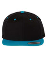 Joe's USA Flat Bill Snapback Cap Black/Teal Hats