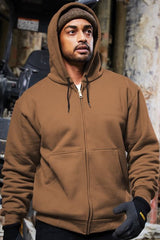Joe's USA Heavyweight Full - Zip Hooded Sweatshirt with Thermal Lining X - Small Duck Brown Zip Hoodies