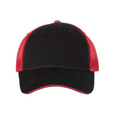 Joe's USA J102 Sandwich Trucker Cap - Wholesale Two - Tone Mesh Cap Black/ Black Adjustable Caps