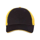 Joe's USA J102 Sandwich Trucker Cap - Wholesale Two - Tone Mesh Cap Black/ Gold Adjustable Caps