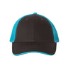 Joe's USA J102 Sandwich Trucker Cap - Wholesale Two - Tone Mesh Cap Charcoal/ Neon Blue Adjustable Caps