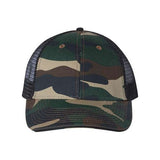 Joe's USA J102 Sandwich Trucker Cap - Wholesale Two - Tone Mesh Cap Green Camo/ Black Adjustable Caps