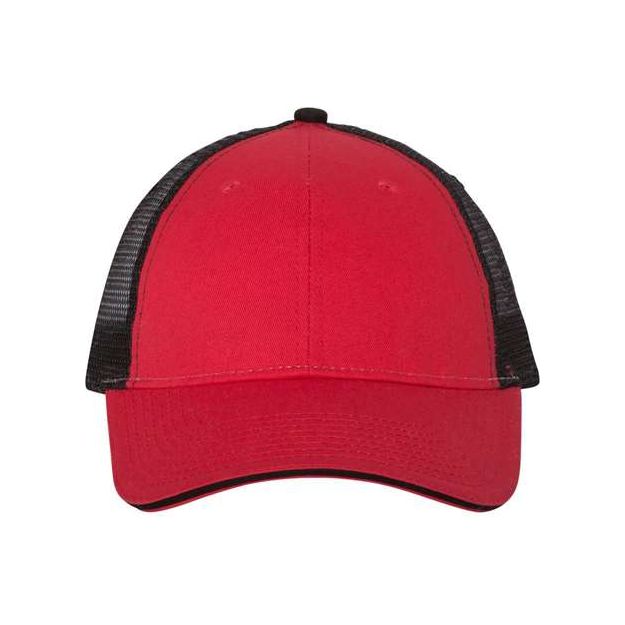 Joe's USA J102 Sandwich Trucker Cap - Wholesale Two - Tone Mesh Cap Red Adjustable Caps