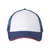 Joe's USA J102 Sandwich Trucker Cap - Wholesale Two - Tone Mesh Cap White/ Royal/ Red Adjustable Caps