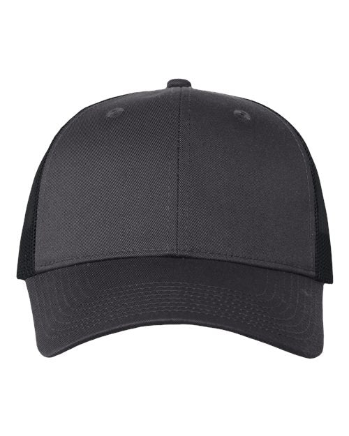 Joe's USA J400 Mesh - Back Twill Trucker Cap - Wholesale Snapback Hat Charcoal/ Black Adjustable Caps