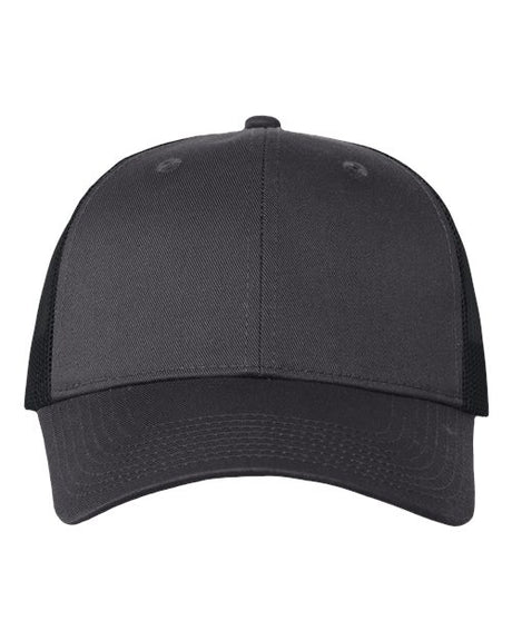 Joe's USA J400 Mesh - Back Twill Trucker Cap - Wholesale Snapback Hat Charcoal/ Black Adjustable Caps