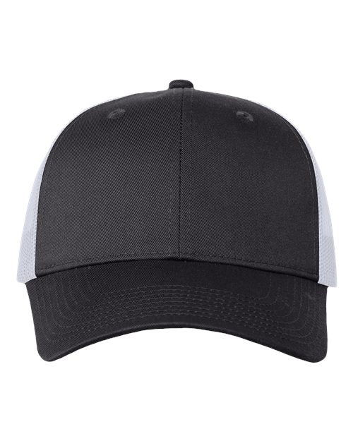 Joe's USA J400 Mesh - Back Twill Trucker Cap - Wholesale Snapback Hat Charcoal/ White Adjustable Caps