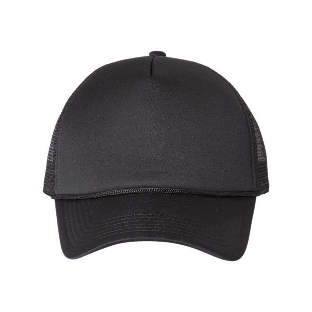 Joe's USA J700 Foam Mesh - Back Trucker Cap - Wholesale Snapback Hat Black/ Black Adjustable Caps