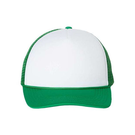 Joe's USA J700 Foam Mesh - Back Trucker Cap - Wholesale Snapback Hat White/ Kelly Adjustable Caps