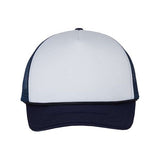 Joe's USA J700 Foam Mesh - Back Trucker Cap - Wholesale Snapback Hat White/ Navy Adjustable Caps