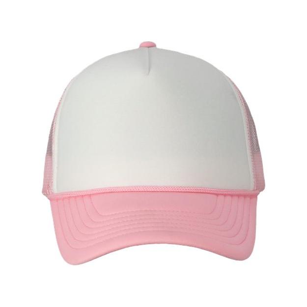 Joe's USA J700 Foam Mesh - Back Trucker Cap - Wholesale Snapback Hat White/ Pink Adjustable Caps