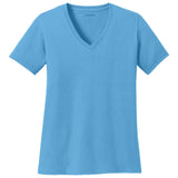 Joe's USA Ladies 5.4 - oz 100% Cotton V - Neck T-Shirt Aquatic Blue XS Short Sleeve T-Shirts
