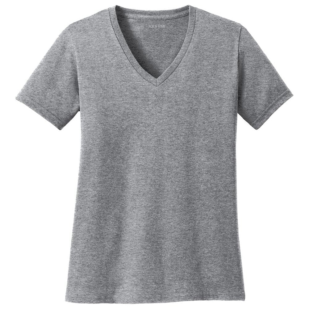 Joe's USA Ladies 5.4 - oz 100% Cotton V - Neck T-Shirt Athletic Heather XS Short Sleeve T-Shirts