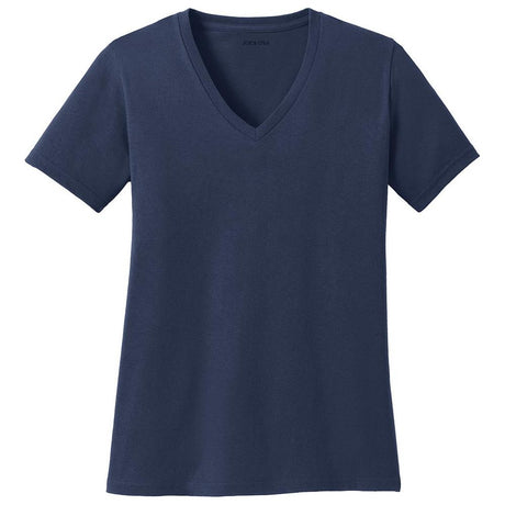 Joe's USA Ladies 5.4 - oz 100% Cotton V - Neck T-Shirt Navy XS Short Sleeve T-Shirts