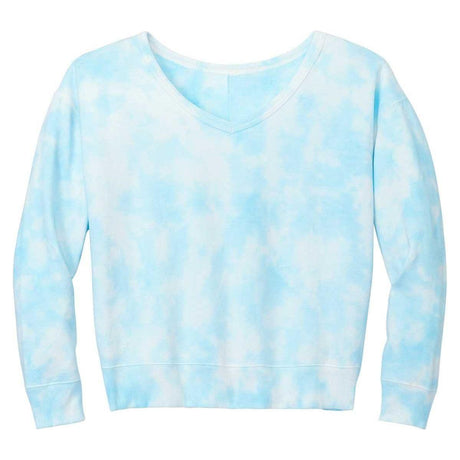 Joe's USA Ladies Beach Washed Cloud Fleece Tie - Dye V - Neck Sweatshirt Amethyst X - Small Sweatshirts