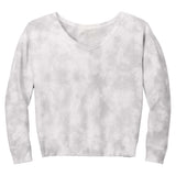 Joe's USA Ladies Beach Washed Cloud Fleece Tie - Dye V - Neck Sweatshirt Amethyst X - Small Sweatshirts