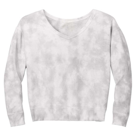 Joe's USA Ladies Beach Washed Cloud Fleece Tie - Dye V - Neck Sweatshirt Amethyst X - Small Sweatshirts