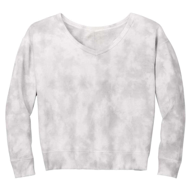 Joe's USA Ladies Beach Washed Cloud Fleece Tie - Dye V - Neck Sweatshirt Amethyst X - Small Sweatshirts