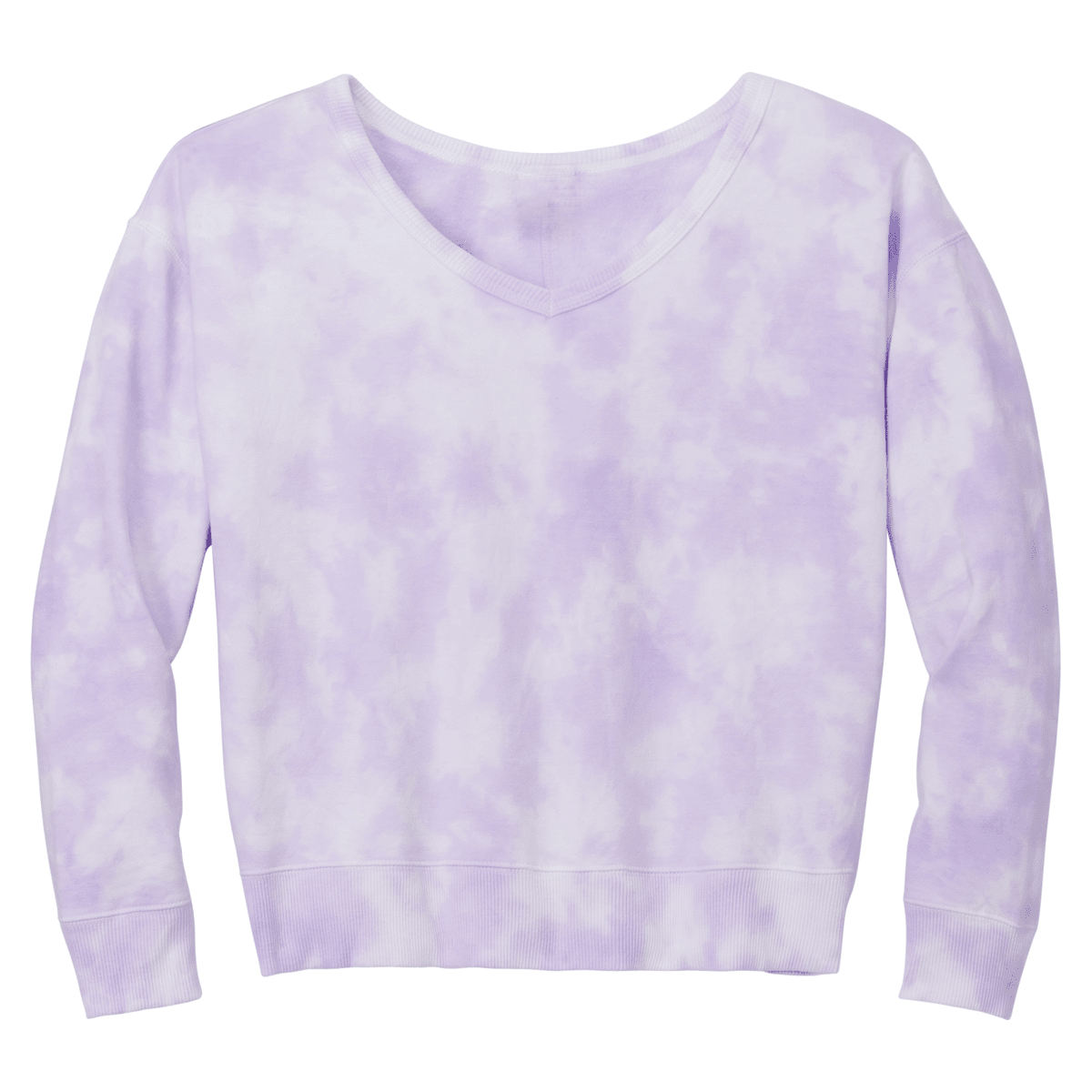 Joe's USA Ladies Beach Washed Cloud Fleece Tie - Dye V - Neck Sweatshirt Amethyst X - Small Sweatshirts