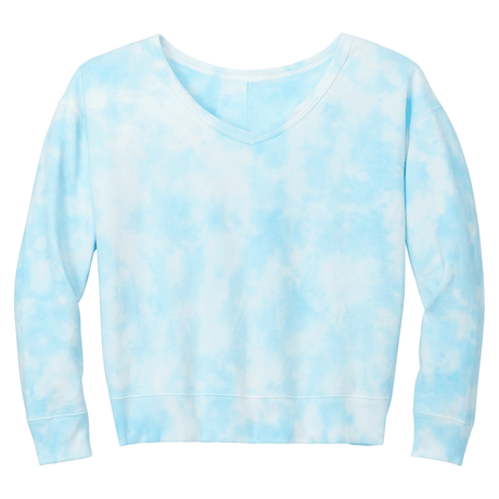 Joe's USA Ladies Beach Washed Cloud Fleece Tie - Dye V - Neck Sweatshirt Glacier X - Small Sweatshirts