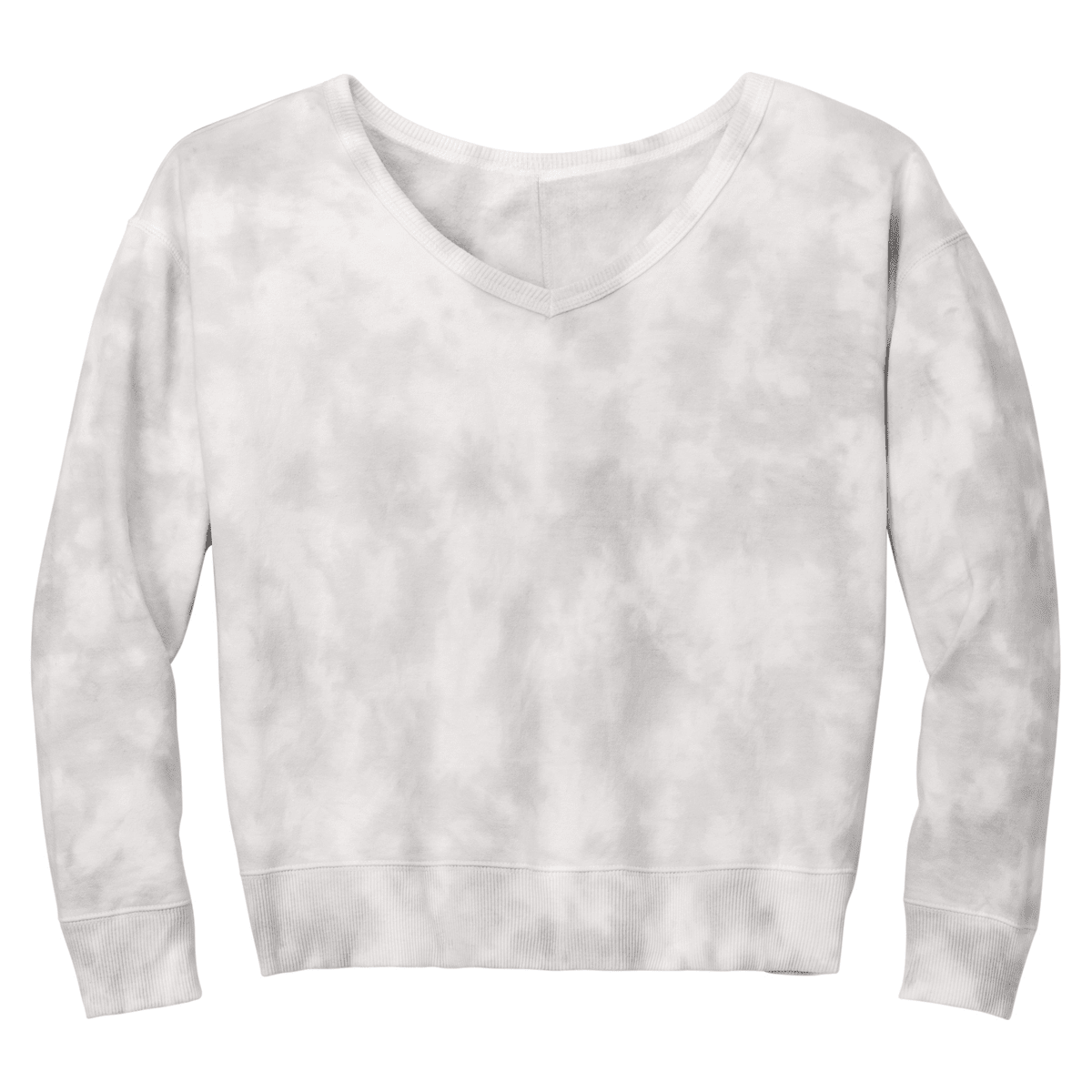 Joe's USA Ladies Beach Washed Cloud Fleece Tie - Dye V - Neck Sweatshirt Grey X - Small Sweatshirts