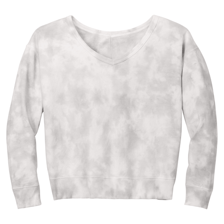 Joe's USA Ladies Beach Washed Cloud Fleece Tie - Dye V - Neck Sweatshirt Grey X - Small Sweatshirts