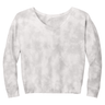 Joe's USA Ladies Beach Washed Cloud Fleece Tie - Dye V - Neck Sweatshirt Grey X - Small Sweatshirts