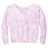 Joe's USA Ladies Beach Washed Cloud Fleece Tie - Dye V - Neck Sweatshirt Pink X - Small Sweatshirts