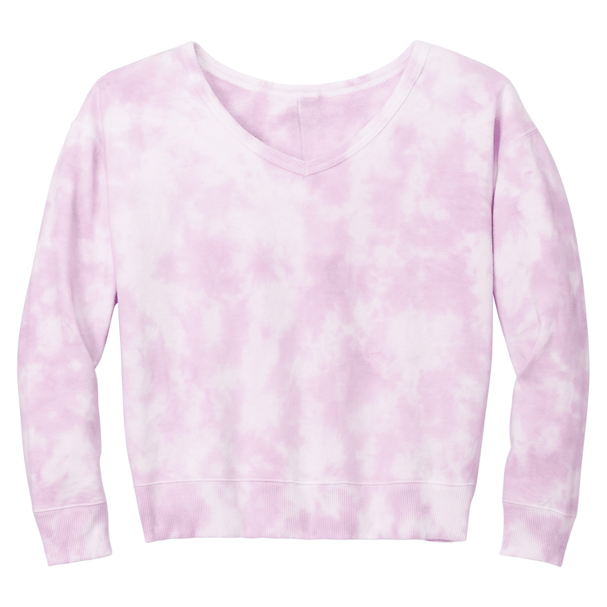 Joe's USA Ladies Beach Washed Cloud Fleece Tie - Dye V - Neck Sweatshirt Pink X - Small Sweatshirts