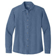 Joe's USA Ladies Long Sleeve Value Denim Shirt Faded Blue X - Small