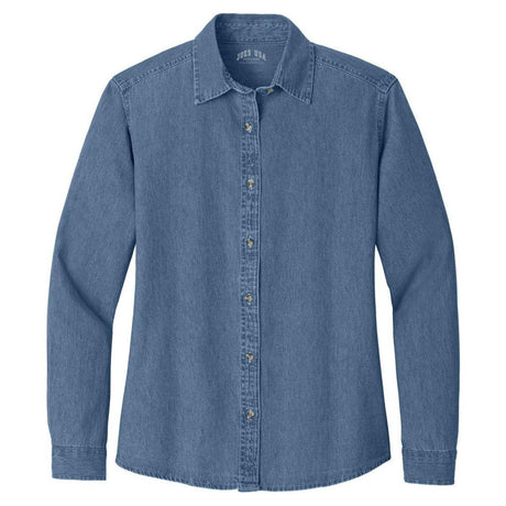 Joe's USA Ladies Long Sleeve Value Denim Shirt Faded Blue X - Small
