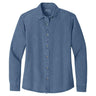 Joe's USA Ladies Long Sleeve Value Denim Shirt Faded Blue X - Small