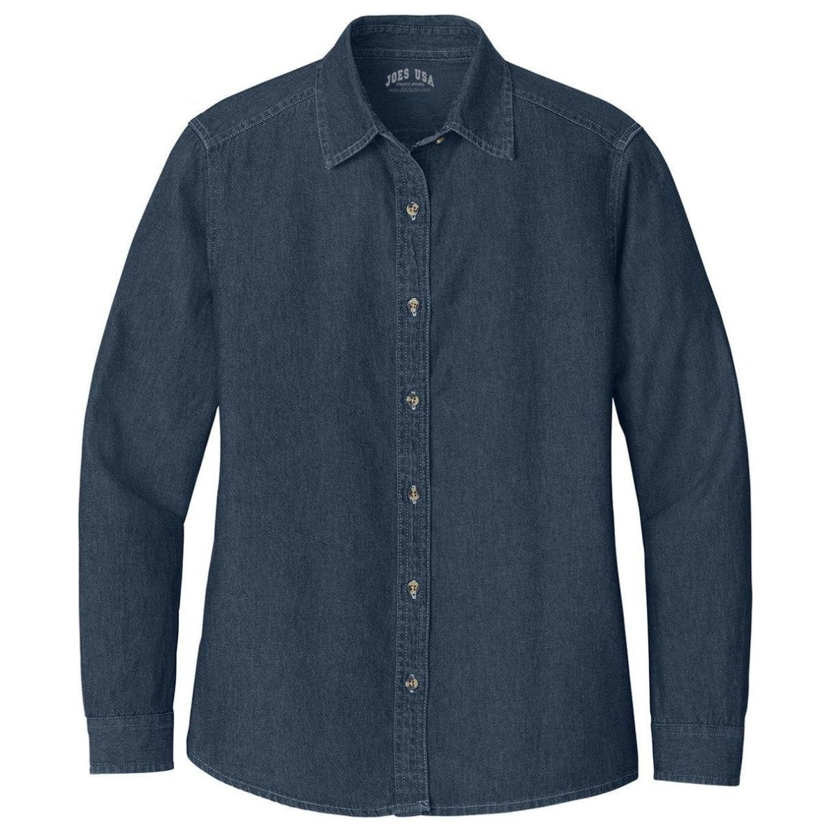 Joe's USA Ladies Long Sleeve Value Denim Shirt Ink Blue X - Small
