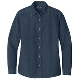 Joe's USA Ladies Long Sleeve Value Denim Shirt Ink Blue X - Small