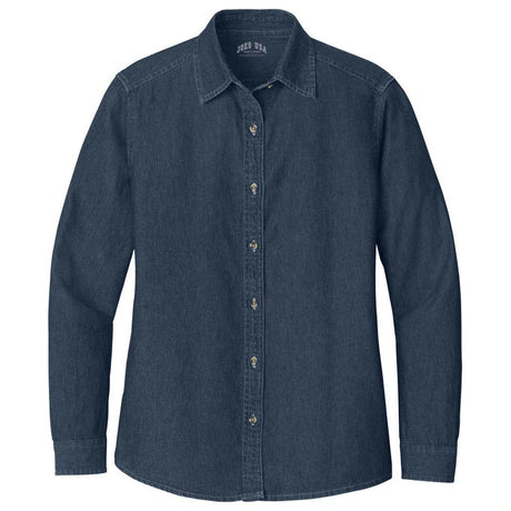 Joe's USA Ladies Long Sleeve Value Denim Shirt Ink Blue X - Small