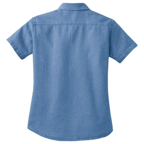 Joe's USA Ladies Short Sleeve Value Denim Shirt Faded Blue X - Small