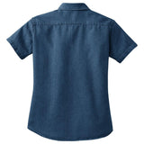 Joe's USA Ladies Short Sleeve Value Denim Shirt Ink Blue X - Small