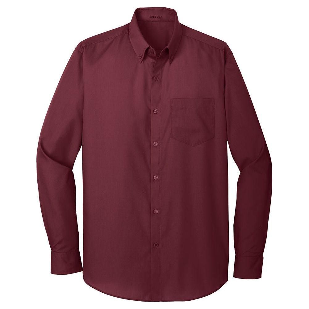 Joe's USA Long Sleeve Carefree Poplin Shirt X - Small Burgundy