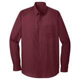 Joe's USA Long Sleeve Carefree Poplin Shirt X - Small Burgundy